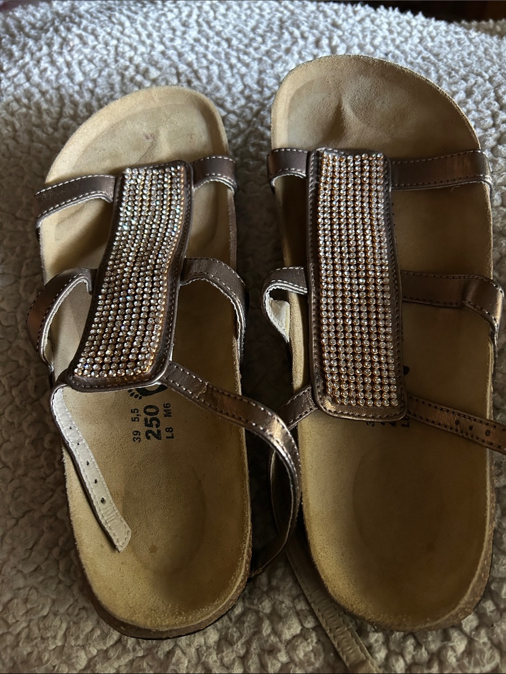 Betula by Birkenstock Embellished Metallic Brown Strappy Sandals Sz 8 (39)